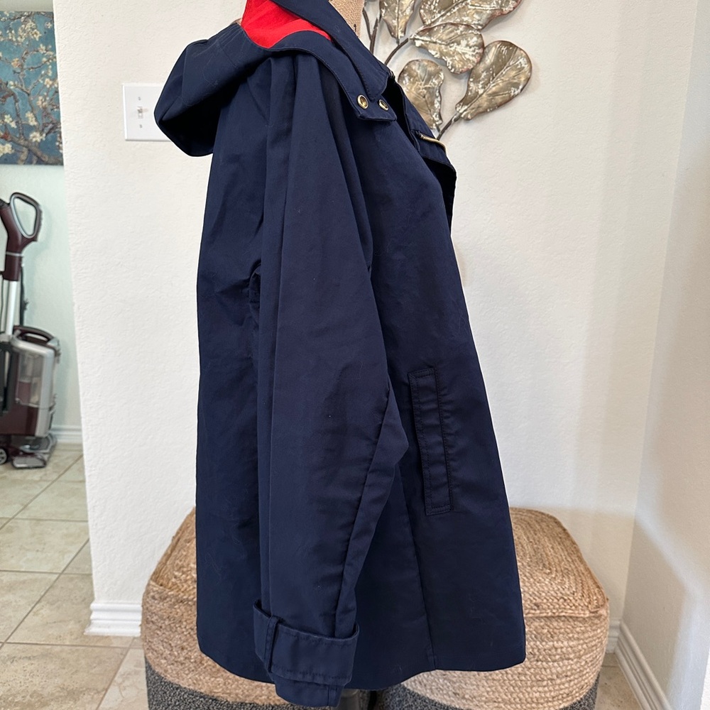J.Crew Navy & Red Hooded Anorak Jacket Gold Zipper Size XL New With Tags - Picture 7 of 9